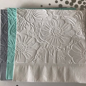 Floral Napkins ~ Embossed Napkin ~ Garden Party ~ Garden Club ~ Flowers ~ Beverage ~ Cocktail ~ Luncheon