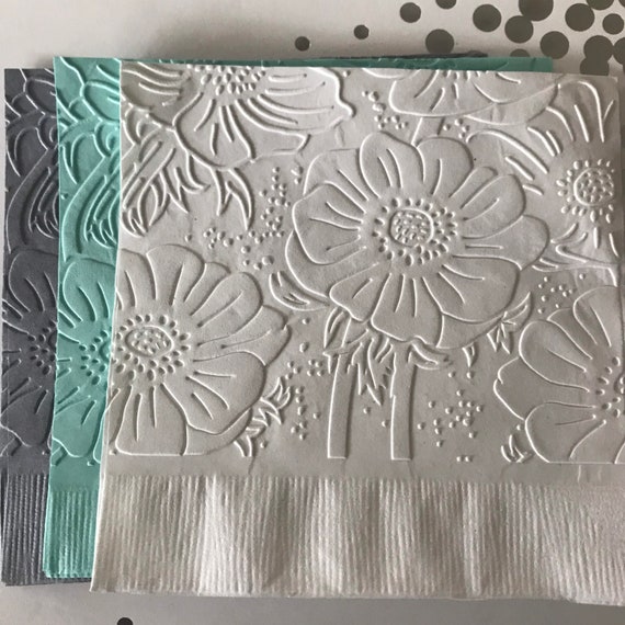 Floral Napkins ~ Embossed Napkin ~ Garden Party ~ Garden Club ~ Flowers ~ Beverage ~ Cocktail ~ Luncheon