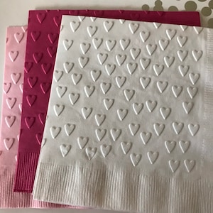 Heart Napkins ~ Embossed Napkins ~ Valentine Napkins ~ Valentine&#39;s Day Decorations ~ Wedding Napkins ~ Cocktail ~ Beverage ~ Guest Towels
