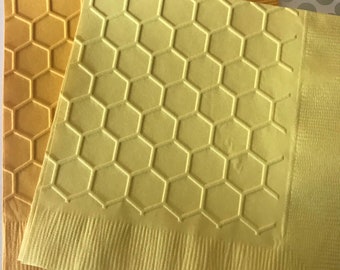 Honeycomb Napkins ~ Embossed Napkin ~ Winnie the Pooh ~ Bumblebee ~ Bees ~  Beverage ~ Cocktail ~ Luncheon ~ Guest Towels