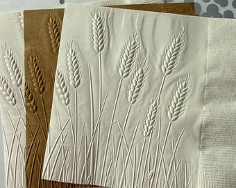 Wheat Napkin ~ Embossed Napkins ~ Fall Birthday Party ~ Farm ~ Fall Harvest ~ Outdoor Wedding ~ Autumn ~ Beverage ~ Cocktail