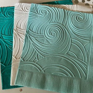 Wave Napkin ~ Embossed Paper Napkin ~ Summer ~ Nature ~ Tidal Wave ~ Beach ~ Ocean ~ Surfing ~ Beverage ~ Luncheon ~ Cocktail