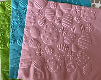 Easter Eggs Napkin ~ Embossed Napkins ~ Decorated Eggs ~ Spring ~ Easter Egg Hunt ~ Springtime ~ Luncheon ~ Beverage ~ Cocktail