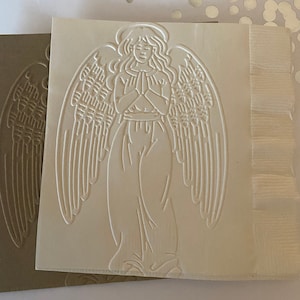 Angel Napkin ~ Embossed Napkin ~ Christmas Napkin ~ Christmas Wedding ~ Heavenly ~ Gabriel ~ Christmas Angel ~ Beverage ~ Cocktail