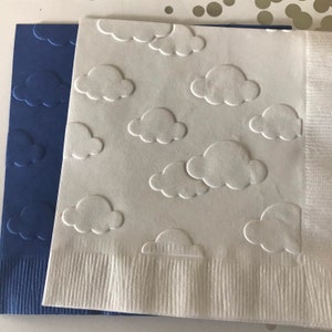 Cloud Napkins ~ Embossed Paper Napkin ~ Baby ~ Baby Shower ~ Birthday ~ Nursery ~ Cloud ~ Travel ~ Sky ~ Transportation ~ Cloud 9 ~ Beverage