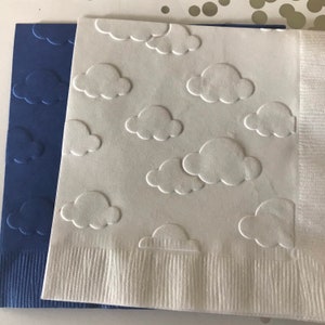 Cloud Napkins ~ Embossed Napkin ~ Baby ~ Baby Shower ~ Birthday ~ Nursery ~ Travel ~ Sky ~ Transportation ~ Cloud 9 ~ Beverage ~ Cocktail