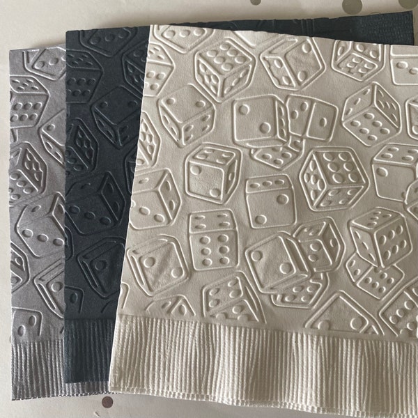 Servilleta de dados ~ Servilleta en relieve ~ Fiesta de casino ~ Póker ~ Cumpleaños ~ Club de cartas ~ Dados ~ Noche de juegos ~ Bebida ~ Cóctel