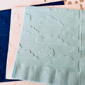 Cloud Napkins ~ Embossed Napkin ~ Shower ~ Clouds ~ Weather ~ Baby ~ Bridal ~ Cloud 9 ~ Luncheon ~ Beverage ~ Cocktail ~ Guest Towel