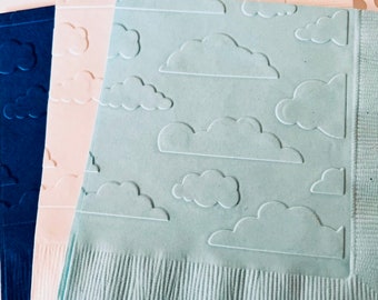 Cloud Napkins ~ Embossed Paper Napkin ~ Shower ~ Nature ~ Clouds ~ Weather ~ Baby ~ Bridal ~ Beverage ~ Cloud 9 ~ Luncheon ~ Beverage