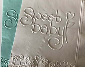 Baby Shower Napkin ~ Embossed Paper Napkin ~ Gender Reveal ~ New Baby ~ Shower ~ Baby Shower ~ Baby ~ Beverage ~ Luncheon ~ Napkin