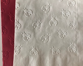 Ladybug Napkins ~ Embossed Napkin ~ Ladybugs ~ Insects ~ Garden Party ~ Beverage ~ Cocktail