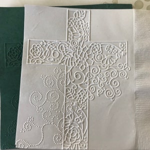 Cross Napkins ~ Easter Napkins ~ Wedding Napkins ~ Baptism ~ Dedication ~ First Communion ~ Church ~ Embossed Paper Napkins