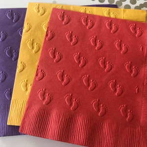 Baby Feet Napkin ~ Embossed Napkin ~ Baby Feet ~ Footprints ~ New Baby ~ Baby Shower ~ Reveal Party ~ Beverage ~ Luncheon ~ Cocktail