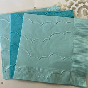 Cloud Napkins ~ Embossed Napkin ~ Baby Shower ~ Nursery ~ Clouds ~ Travel ~ Sky ~ Transportation ~ Weather ~ Cloud 9 ~ Beverage ~ Cocktail