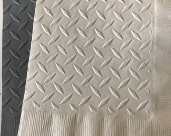Diamond Plate Napkin ~ Embossed Napkin ~ Man's Birthday Party ~ Mechanic ~ Tread Plate ~ Open House ~ Retirement ~ Beverage ~ Cocktail