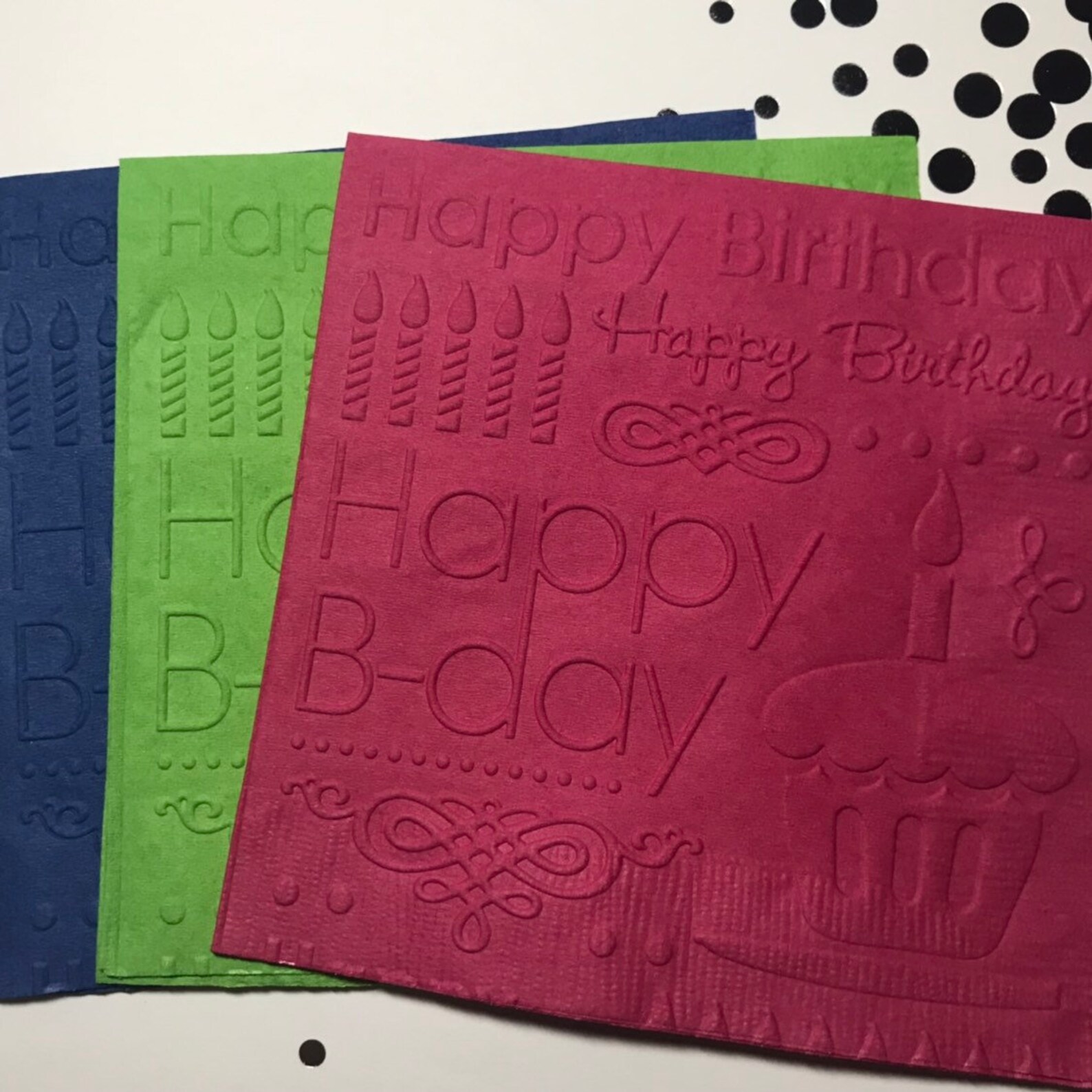 Birthday Napkin Embossed Paper Napkin Birthday Birthday Etsy