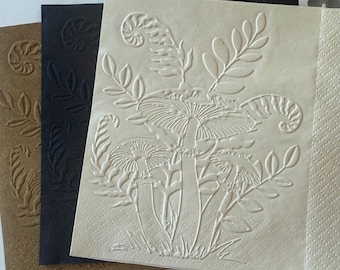 Mushroom Napkin ~ Embossed Napkin ~ Fungi ~ Toadstool ~ Garden Party ~ Picnic ~ Nature ~ Beverage ~ Cocktail