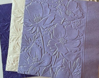 Floral Napkin ~ Embossed Napkin ~ Wedding ~ Bridal ~ Flowers ~ Garden Party ~ Picnic ~ Garden Club ~ Beverage ~ Cocktail