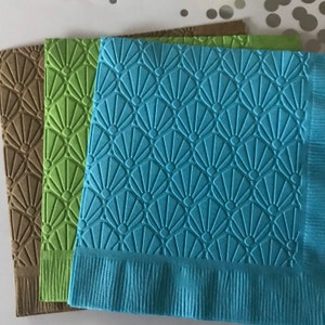 Seashells Napkin ~ Embossed Napkin ~ Beach Wedding ~ Nautical ~ Ocean ~ Shells ~ Beverage ~ Cocktail ~ Luncheon  ~ Guest Towels
