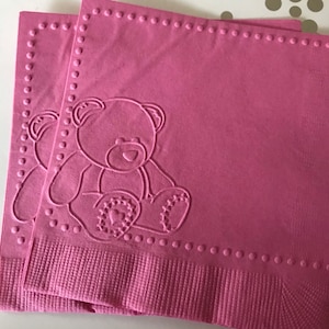 Baby Napkins ~ Embossed Paper Napkins ~ Baby Birthday ~ Teddy Bear ~ Baby Shower ~ Baby Boy ~ Baby Girl ~ Beverage ~ Cocktail ~ Napkin