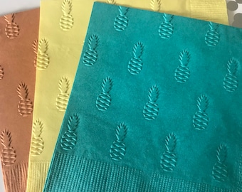 Pineapples Napkin ~ Embossed Napkin ~ Caribbean Wedding ~ Pool Party ~ Pineapple Fruit ~ Tropical Wedding ~ Beverage ~ Cocktail