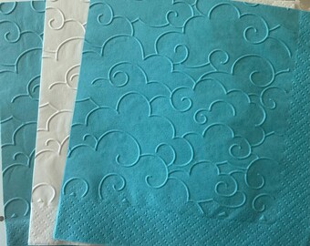 Cloud Napkins ~ Embossed Napkin ~ Baby ~ Baby Shower ~ Birthday ~ Nursery ~ Travel ~ Sky ~ Transportation ~ Cloud 9 ~ Beverage ~ Cocktail