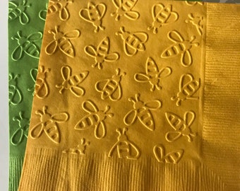 Bumblebee Napkins ~ Embossed Napkin ~ Honey ~ Bridal Shower ~ Beehive ~ Bees ~ Garden Party ~ Beverage ~ Cocktail