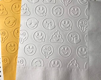 Emojis Napkin ~ Embossed Paper Napkin ~ Party ~ Birthday ~ Open House ~ Retirement ~ Emojicon ~ Cake ~ Beverage ~ Cocktail