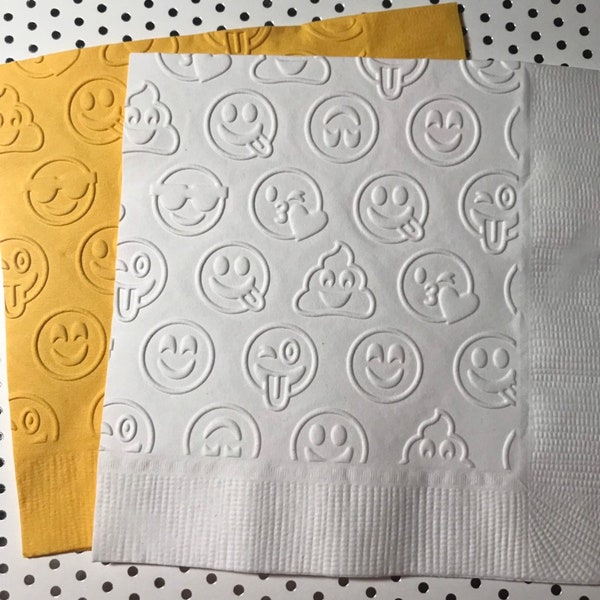 Emojis Napkin ~ Embossed Paper Napkin ~ Party ~ Birthday ~ Open House ~ Retirement ~ Emojicon ~ Cake ~ Beverage ~ Cocktail