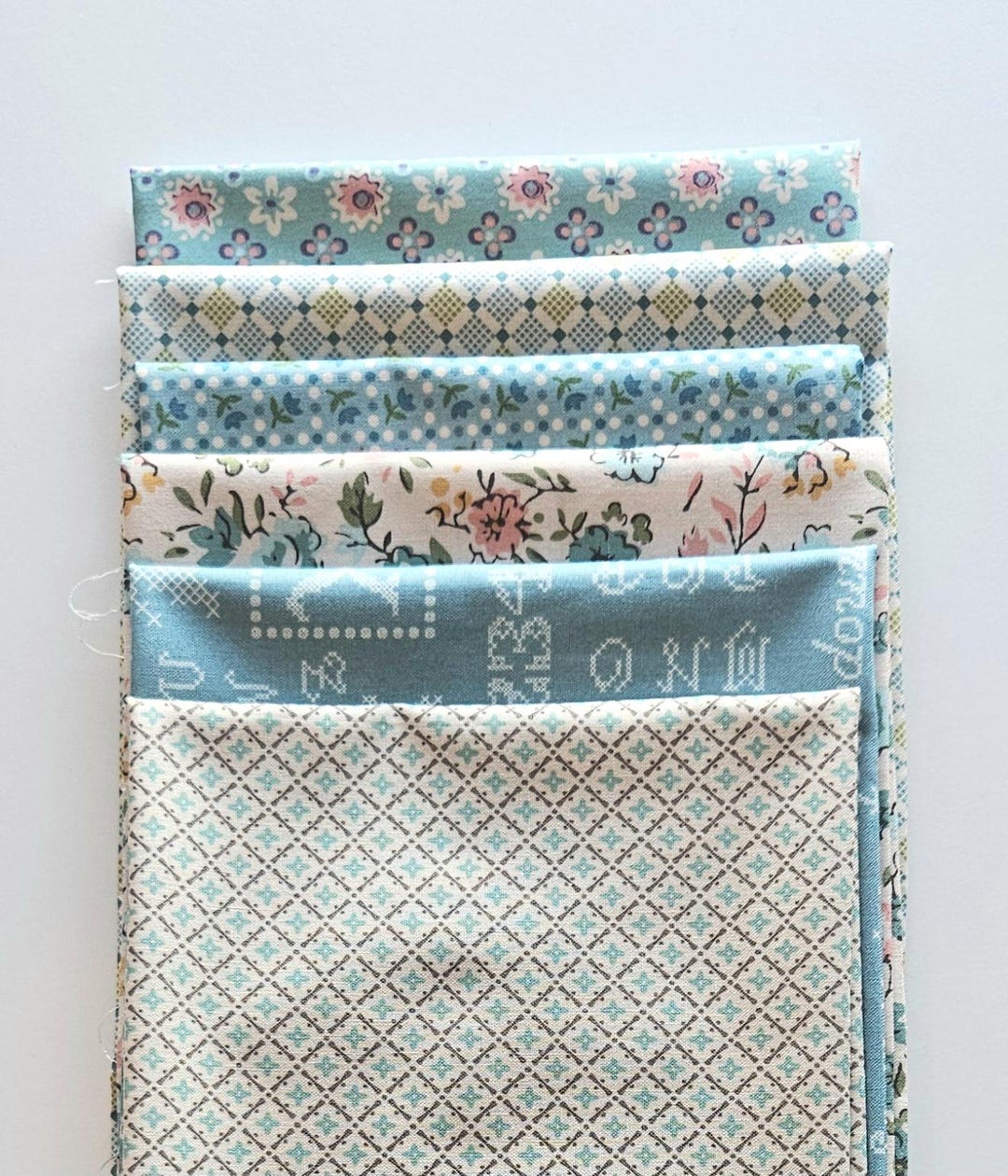 6 Piece Aqua and Blue Fat Quarter Bundle From the Piece & Plenty Fabric ...