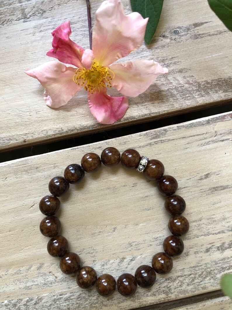 brown bronze gemstone bracelet rhinestone gemstone bracelets brown bronze stretch gemstone bracelet