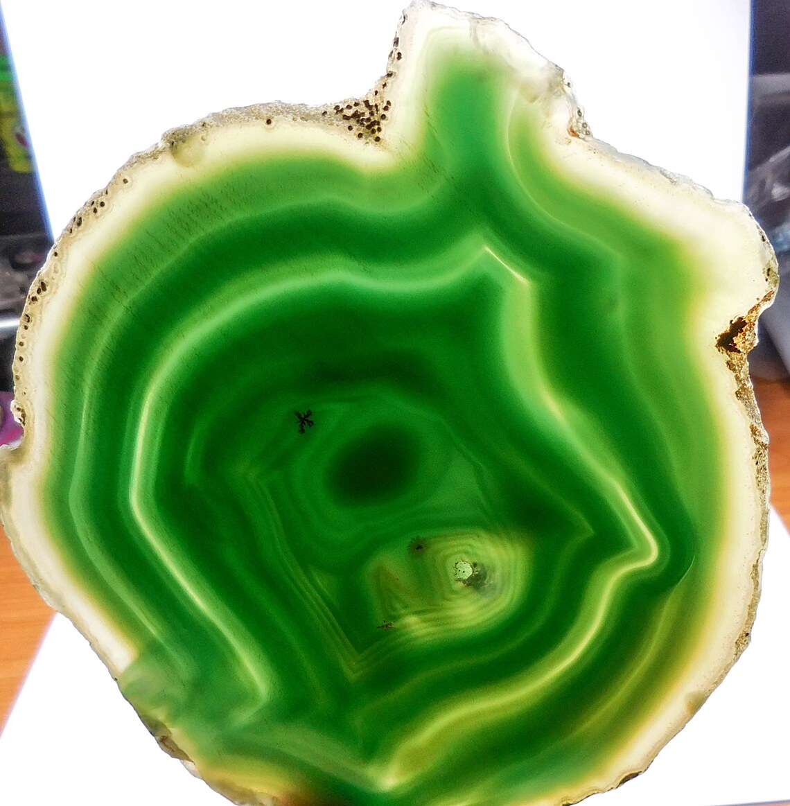 Green Agate Slice Raw Crystal Slab Rough Gemstone Coaster | Etsy