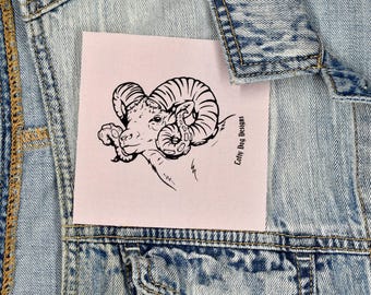 Sheepish Aufnäher: Handgedruckter Siebdruck Aufnäher