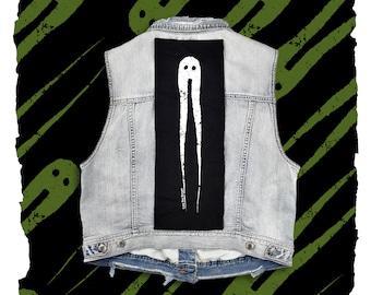 Patch op de achterkant met kruipzeefdruk