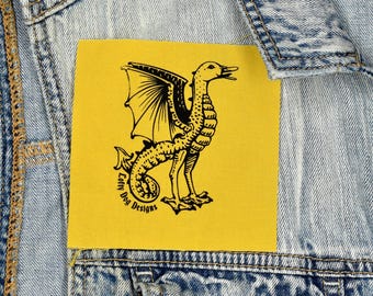 Quackatrice Aufnäher: Handgedruckter Siebdruck Aufnäher