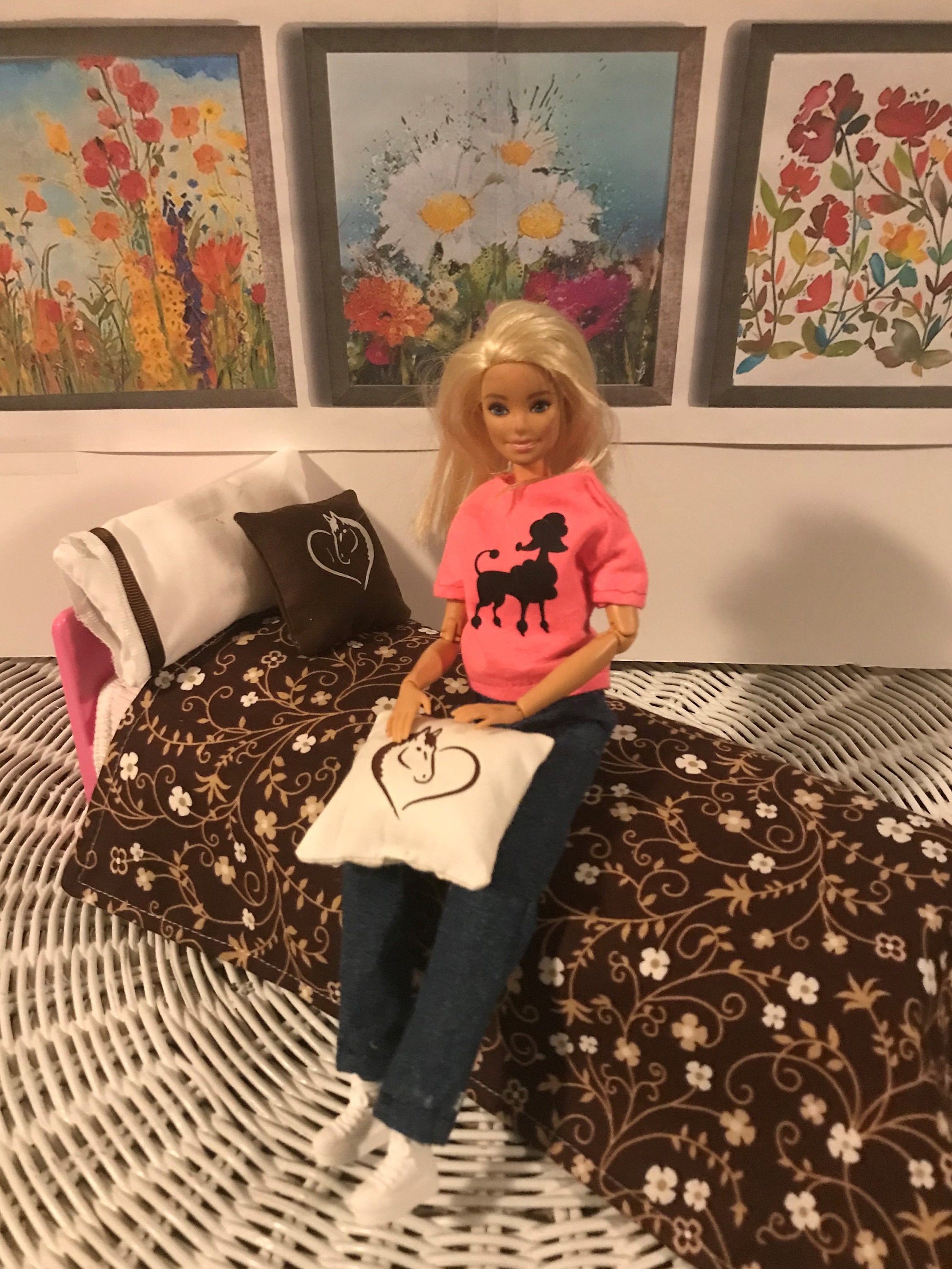 Barbie Doll Bed Mattress Cover and Reversible Comforter Set Etsy