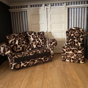 Doll House Couch and Side Chair set. 1:12 scale