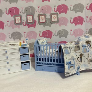 1:12 Scale Doll House Nursery Set. Kitty Cat Decor.