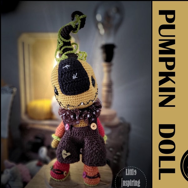 PUMPKIN  crochet pattern - PDF digital file - Halloween doll - decor, autumn, farm, halloween, pumpkin doll