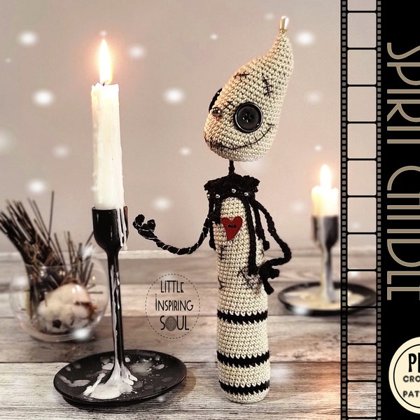 Jack skellington candle crochet pattern - PDF digital file - spirit candle - nmbc - jack skellington inspiration - creepy cute candle witchy