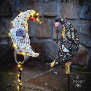 Gotischer Mond Häkelmuster – PDF-Datei – Hexenhaftes Amigurumi-Häkelmuster – Schwierigkeitsgrad: Fortgeschritten