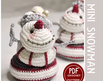 Christmas amigurumi crochet pattern - PDF - Christmas ornament - amigurumi snowman - crochet bonhomme de neige tutorial