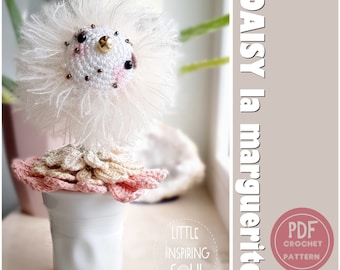 amigurumi flower daisy PDF crochet pattern - amigurumi pattern -marguerite au crochet- Little Inspiring Soul