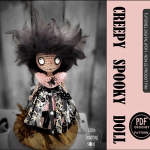 HALLOWEEN creepy doll crochet pattern - PDF digital file - spooky creepy doll - amigurumi halloween, crochet halloween witch