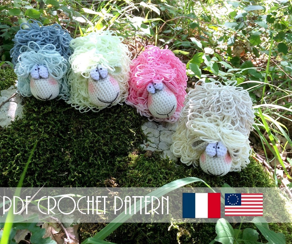 Patron De Crochet "Mouton En Fleurs" Art Populaire Abstrait - Feuille Unique, Noir Et Blanc - Fait Aux USA
