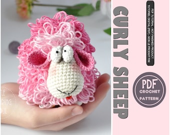 Fluffy sheep crochet pattern - PDF digital file - textured cartoon amigurumi farm- Intermediate level