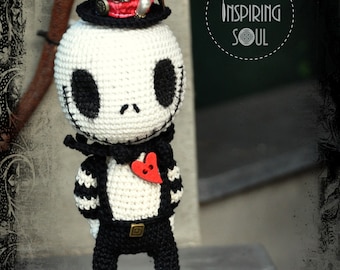 gothic doll amigurumi jack skellington - PDF digital halloween crochet pattern- Little Inspiring Soul - easy/intermediate level