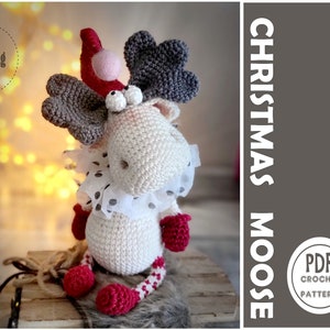 Amigurumi moose Christmas - PDF digital christmas crohet pattern - Christmas reindeer - Little Inspiring Soul