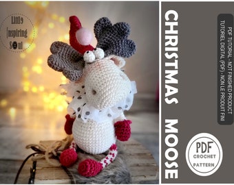 Amigurumi moose Christmas - PDF digital christmas crohet pattern - Christmas reindeer - Little Inspiring Soul