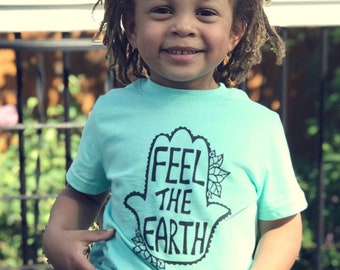 Earth Shirt, Unisex kids shirt, Mother earth shirt, Boho shirt, Hippie kids clothes, hamsa tee, Nature shirt, Feel the earth, Spring shirt